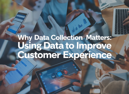 People using digital devices for customer data collection